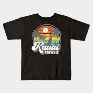 Kauai Beach Hawaii Surf Hawaiian Surfing 70'S Kids T-Shirt